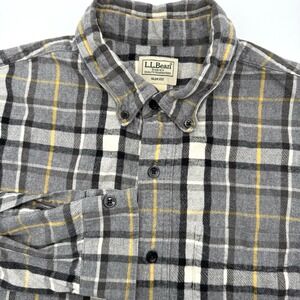 LL Bean Slim Fit Men's Long Sleeve‎ Scotch Plaid Flannel L Button Down Outdoor